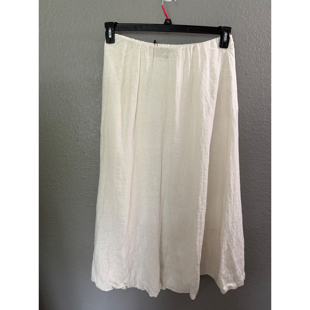 Velvet by Graham & Spencer Cream Linen Bubble Hem Maxi Skirt Medium NWT - Picture 2 of 8